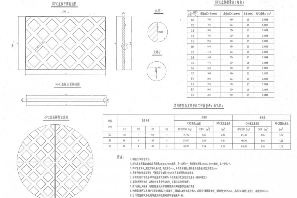 RPC蓋板塑料模具平面設計PDF圖下載